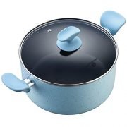 COOKSMARK Pearl Hard Porcelain Enamel Nonstick Cookware Set, 10-Piece, Blue Speckle