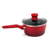Khome’s Brand KHC0126 Aluminum 8-Piece Gradient Red Cookware Set-Black Non Stick Interior
